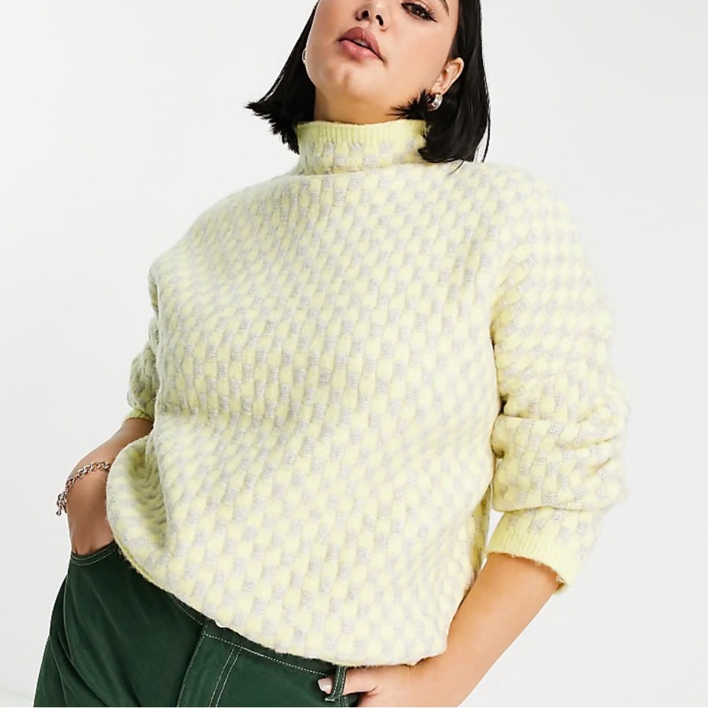 ASOS Checkerboard  Yellow and Gray Sweater